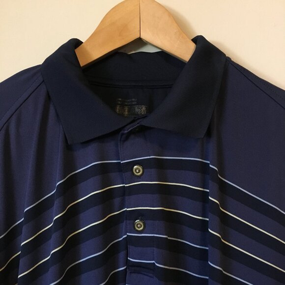 Kirkland Performance Polo Mens Blue and White Stripe Shirt - Picture 4 of 13